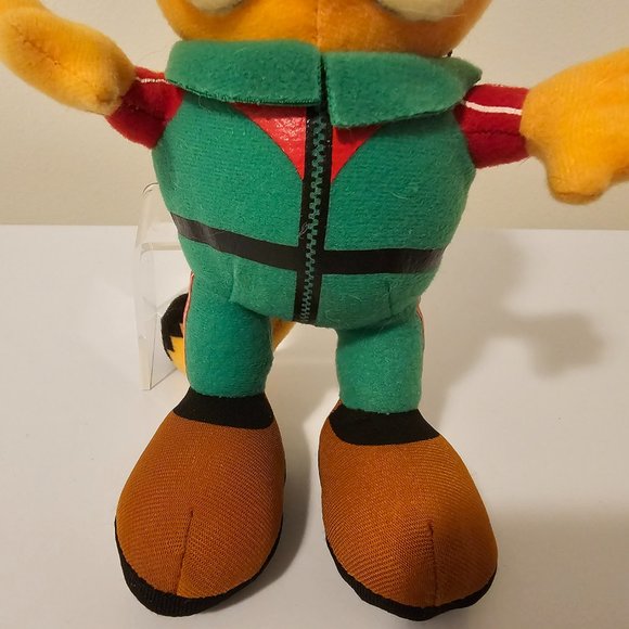 Garfield Cat Window Cling Plush Stuffed Animal Green Red Outfit Headband 8" - Picture 3 of 7